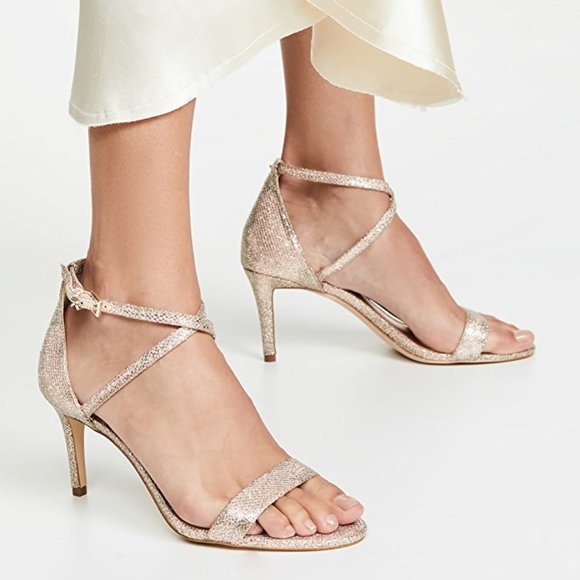 NEW Michael Kors Ava Mid Heel Sandals, Blue Glitter, 7.5 - Picture 11 of 12